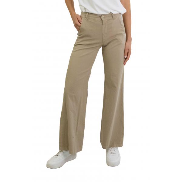 Pantalone chino in cotone con elastico dietro leggero palazzo